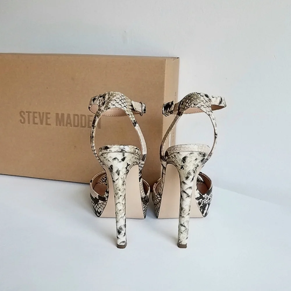 Steve Madden Luv Gold Snake Platform Ankle Strap Heels - Picture 10 of 13